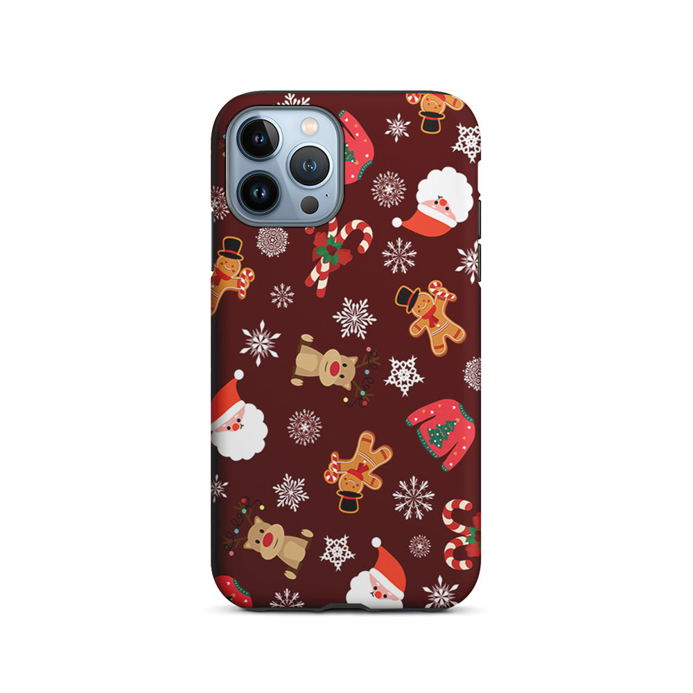 Christmas Ornaments Pattern Maroon iPhone 15 Pro Case