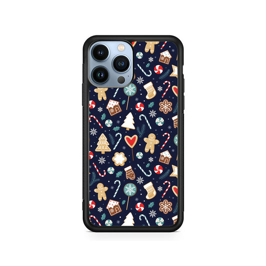 Christmas Ornaments Pattern Navy iPhone 15 Pro Case