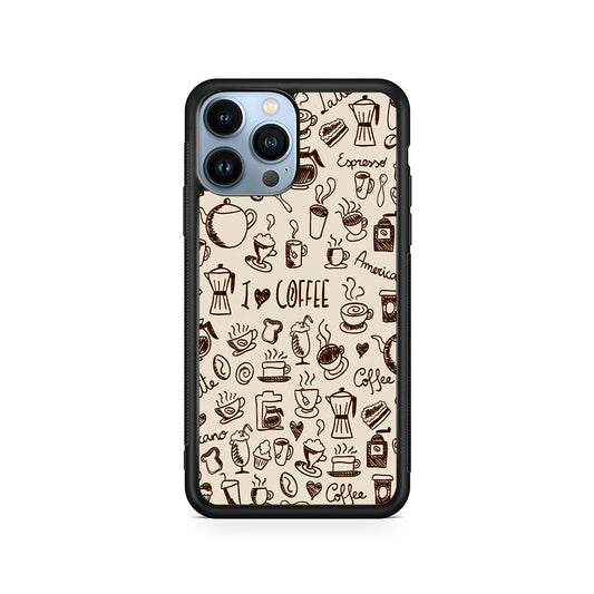 Coffee Time Doodle iPhone 15 Pro Case