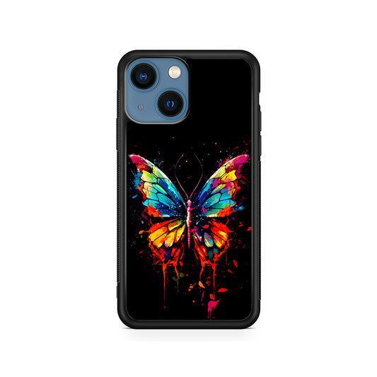 Colorful Butterfly Painting on Black iPhone 15 Plus Case