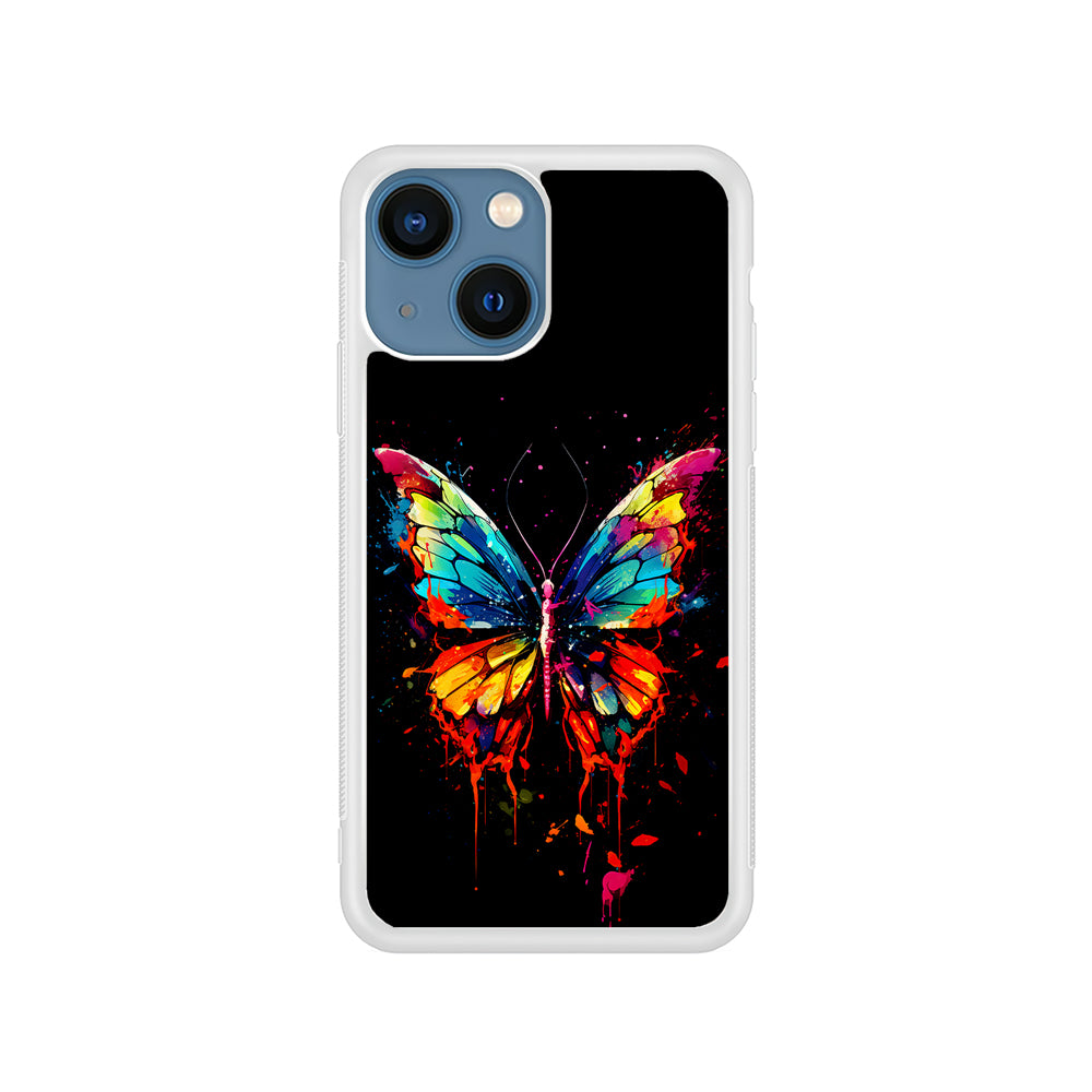 Colorful Butterfly Painting on Black iPhone 15 Plus Case