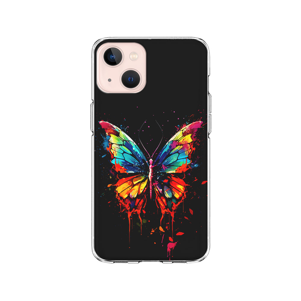 Colorful Butterfly Painting on Black iPhone 15 Plus Case