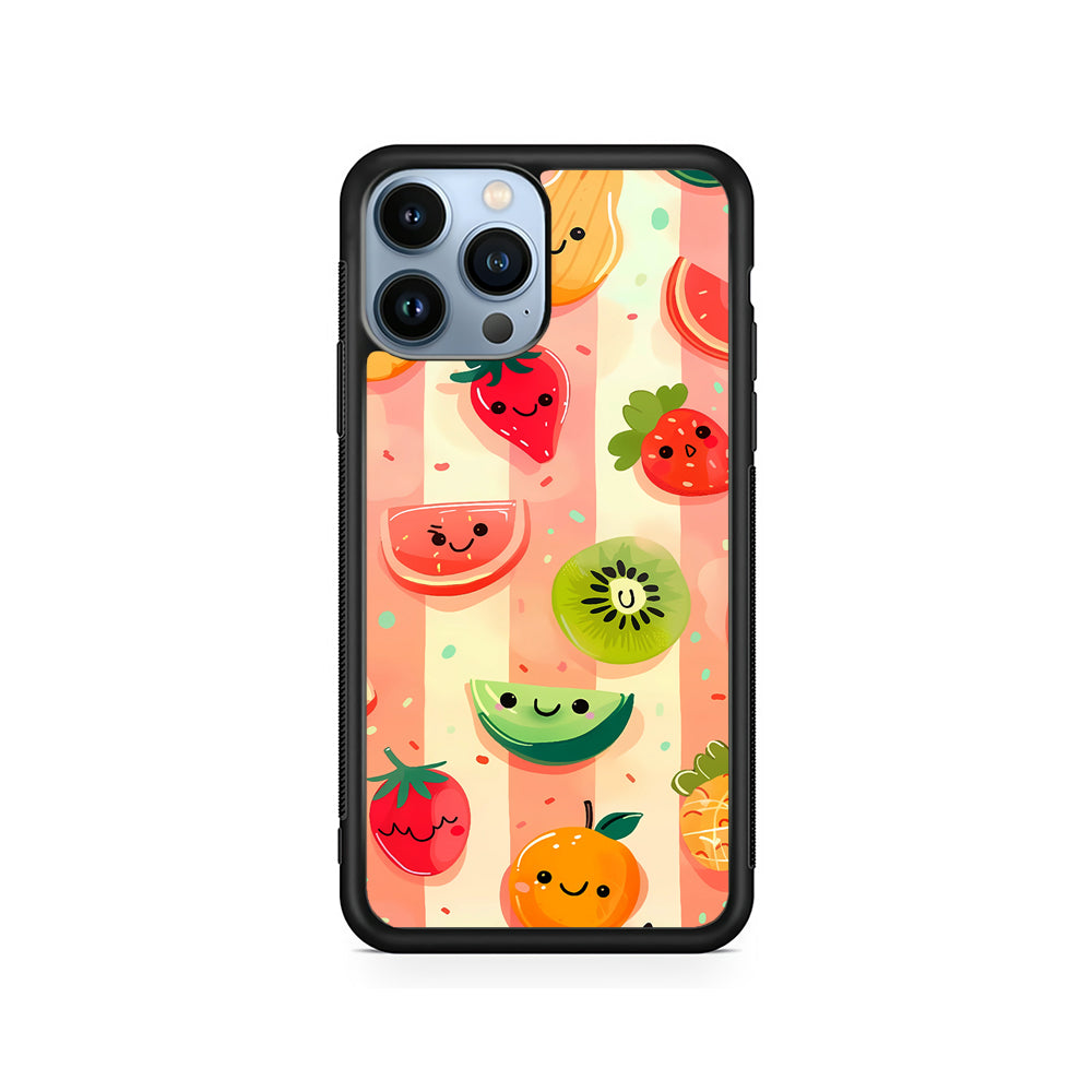 Colorful Fruit Cartoon Stripe iPhone 15 Pro Case