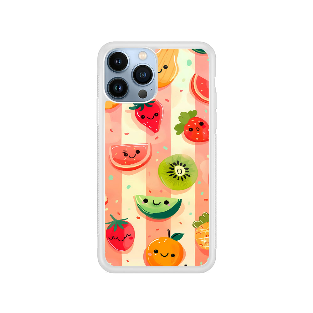 Colorful Fruit Cartoon Stripe iPhone 15 Pro Case