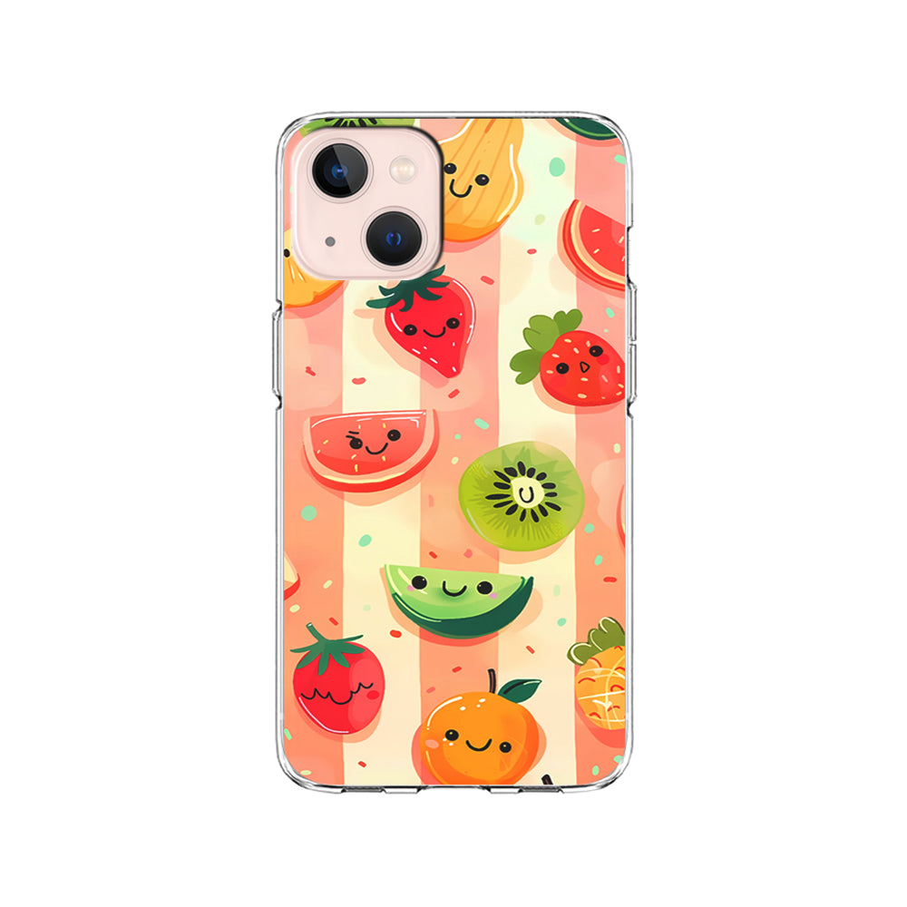 Colorful Fruit Cartoon Stripe iPhone 15 Plus Case