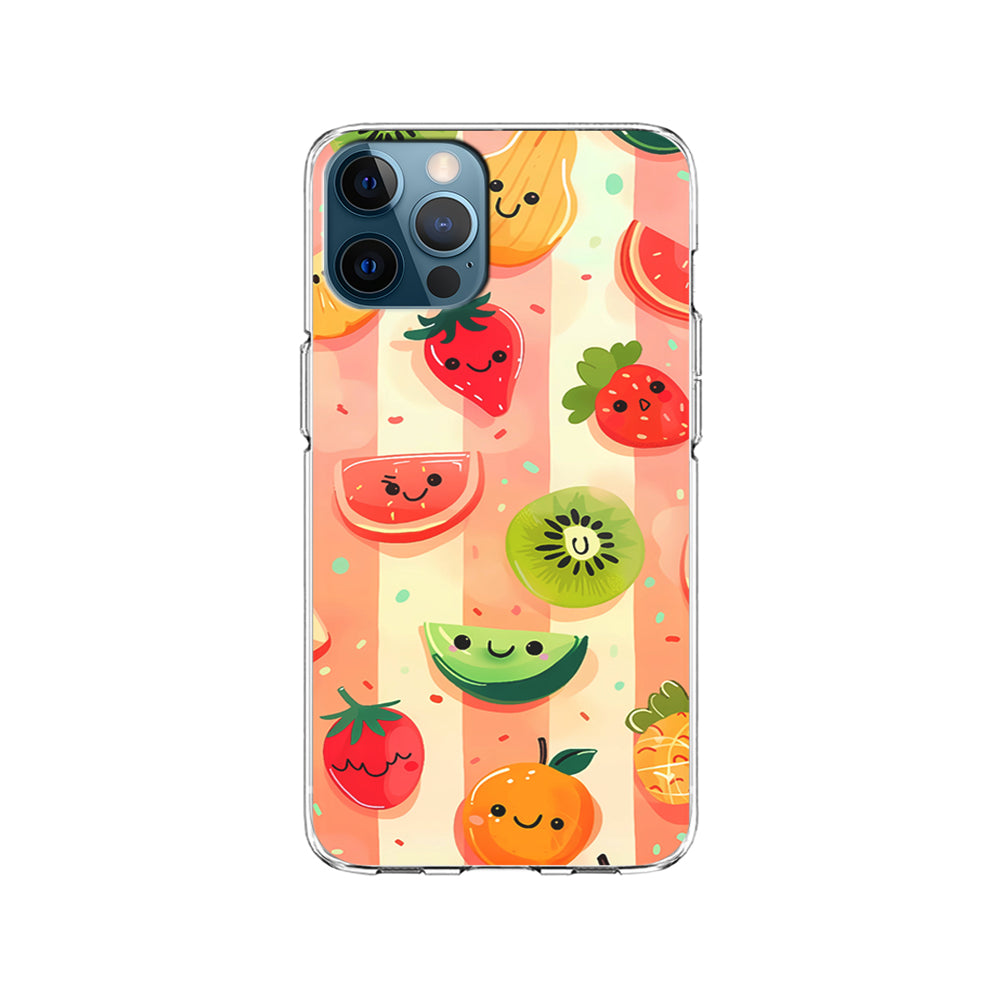 Colorful Fruit Cartoon Stripe iPhone 15 Pro Case