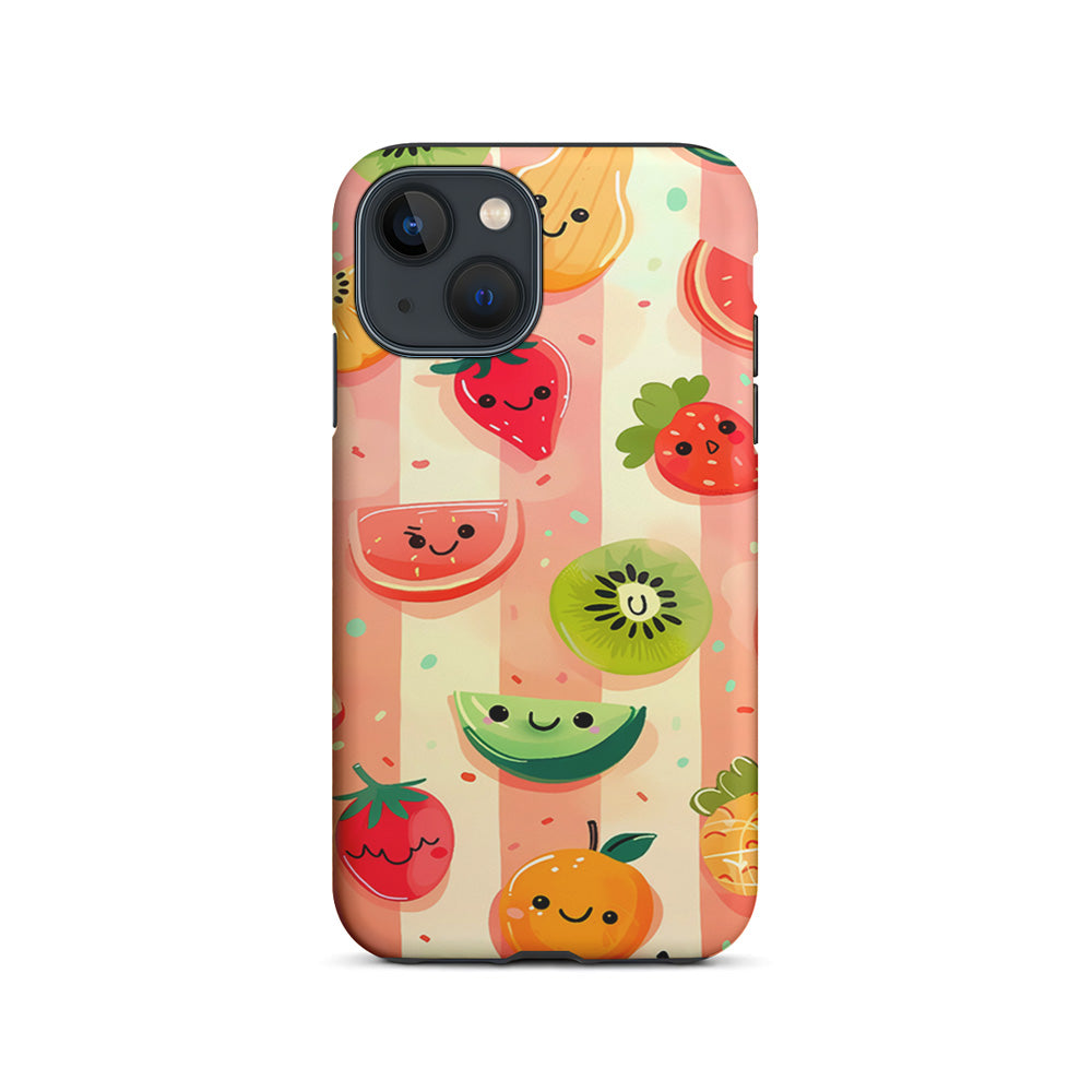 Colorful Fruit Cartoon Stripe iPhone 15 Plus Case