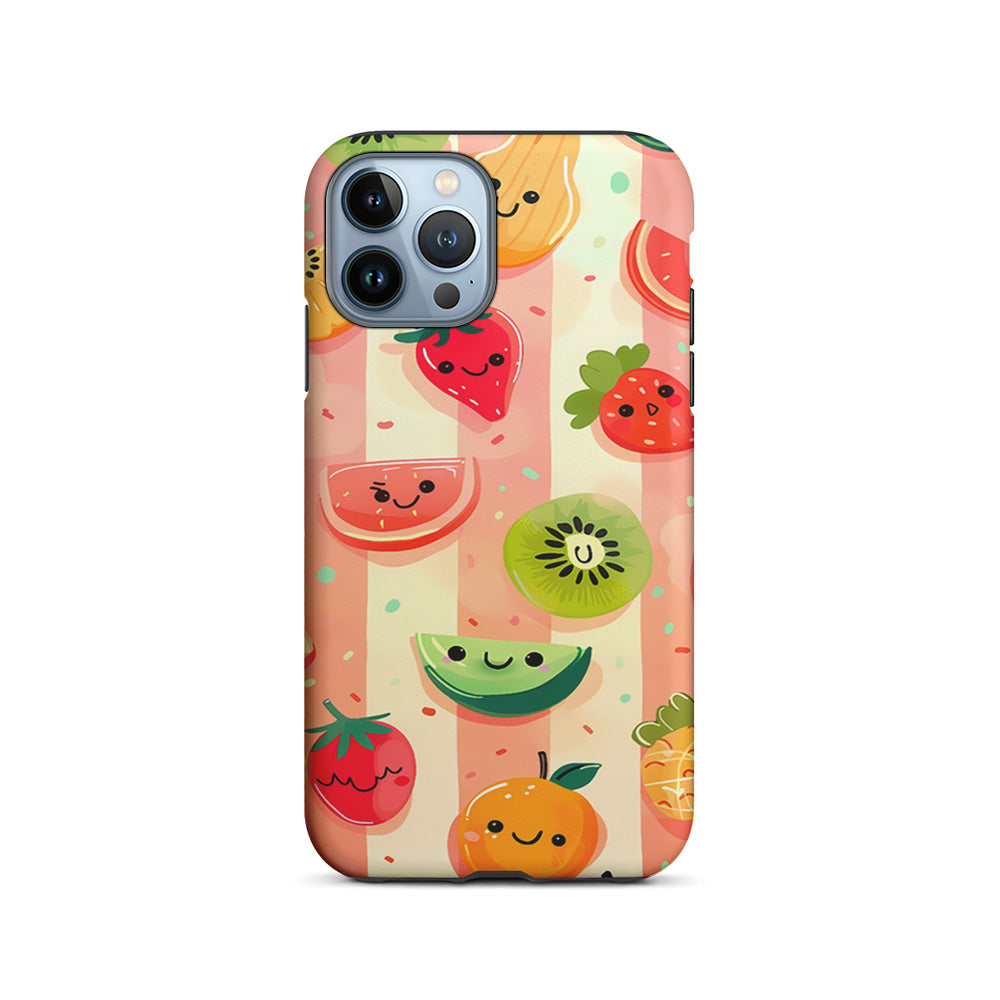 Colorful Fruit Cartoon Stripe iPhone 15 Pro Case