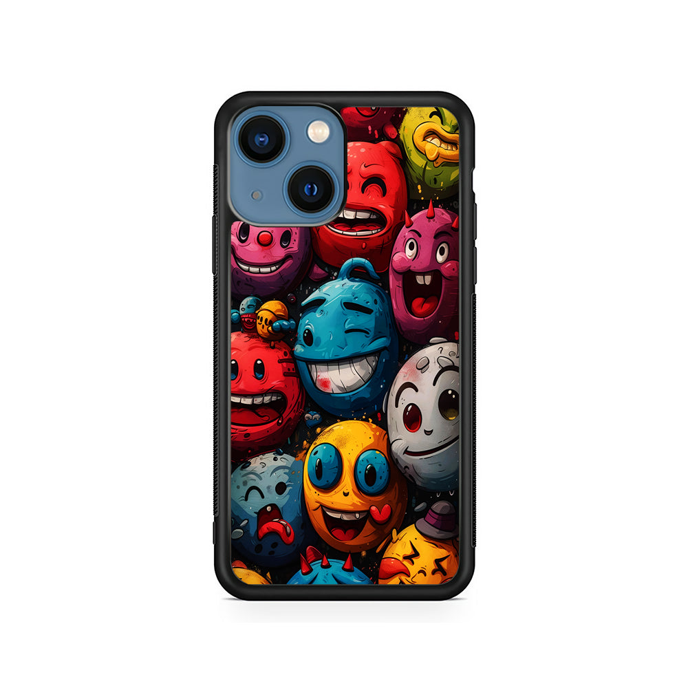 Colorful Funny Emoticons Doodle iPhone 15 Plus Case