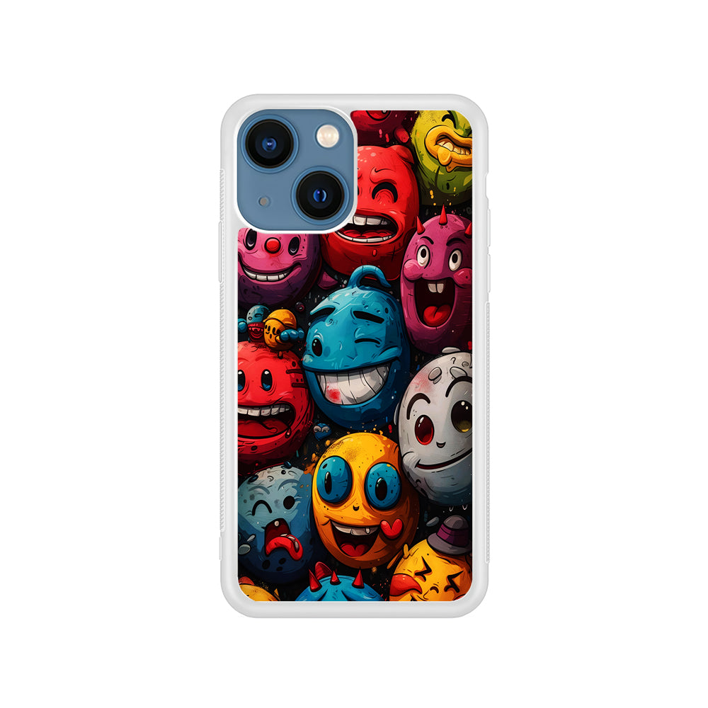 Colorful Funny Emoticons Doodle iPhone 15 Plus Case