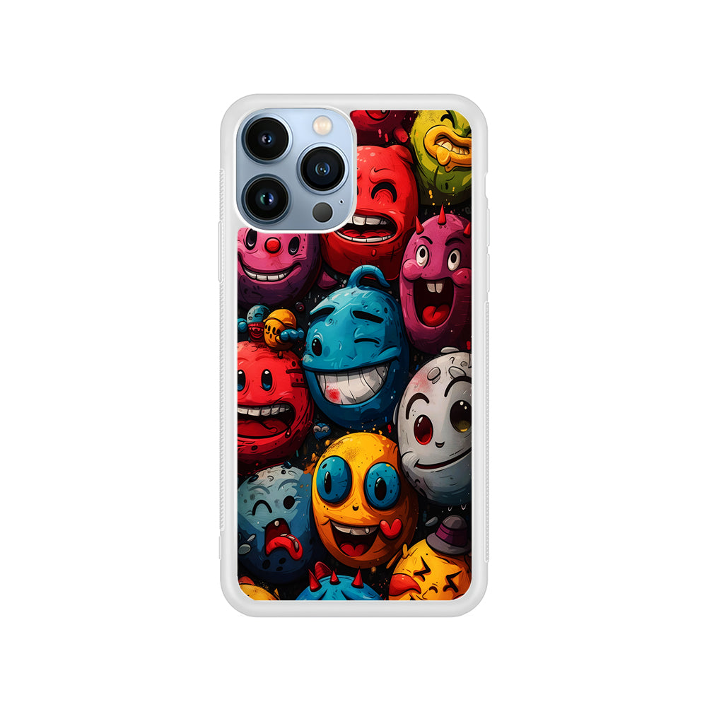 Colorful Funny Emoticons Doodle iPhone 15 Pro Case