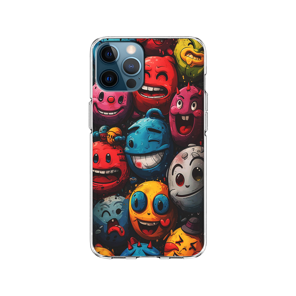 Colorful Funny Emoticons Doodle iPhone 15 Pro Case