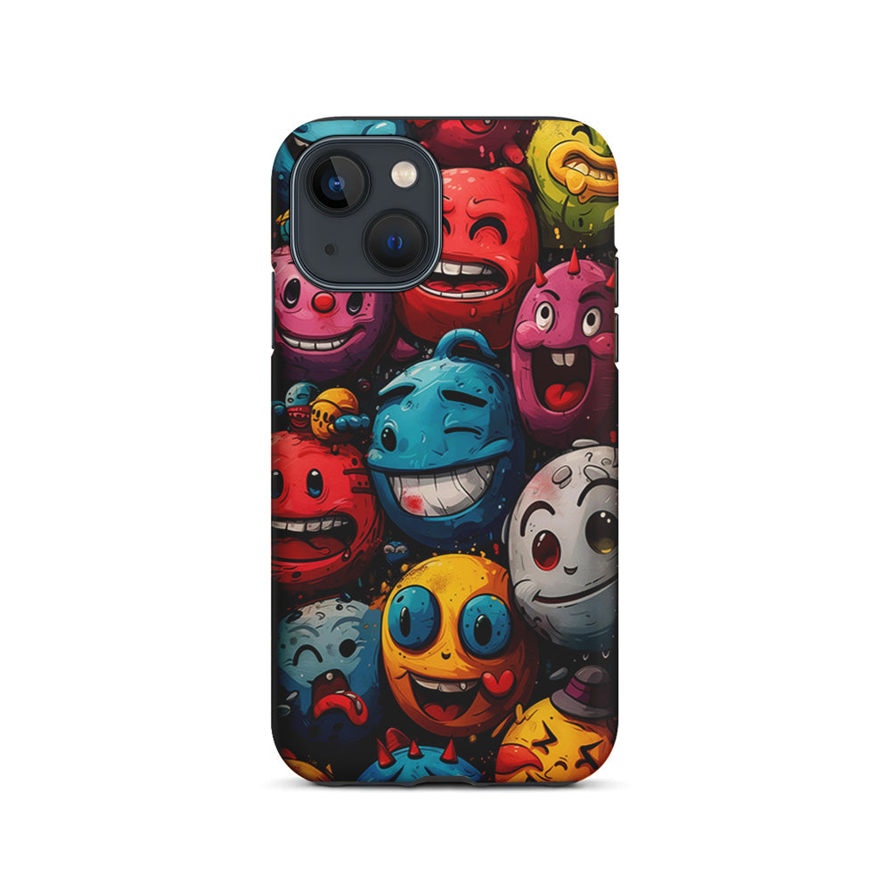 Colorful Funny Emoticons Doodle iPhone 15 Plus Case