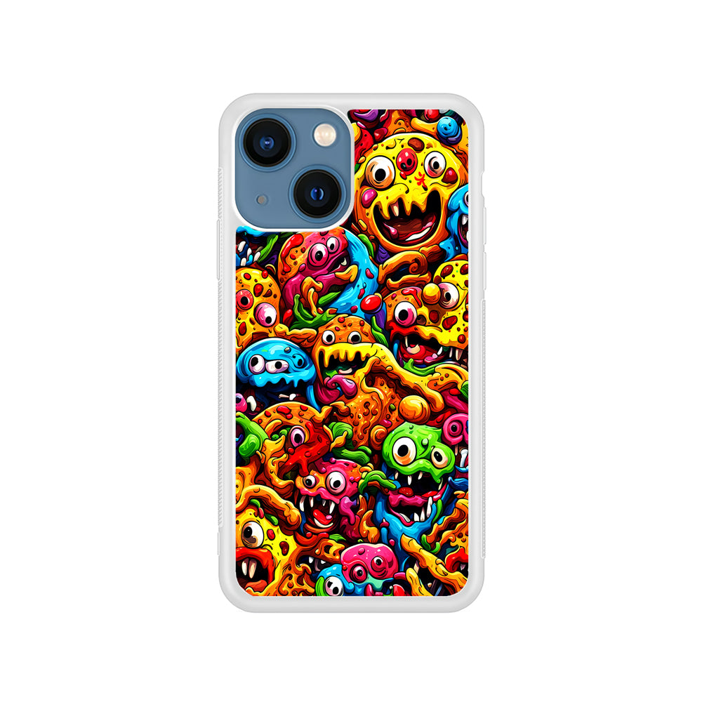 Colorful Monster Doodle Pizza iPhone 15 Plus Case