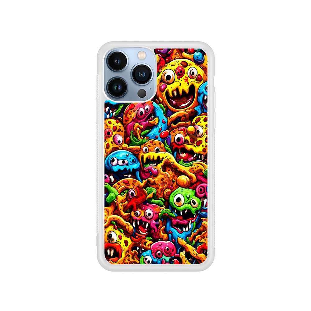 Colorful Monster Doodle Pizza iPhone 15 Pro Case