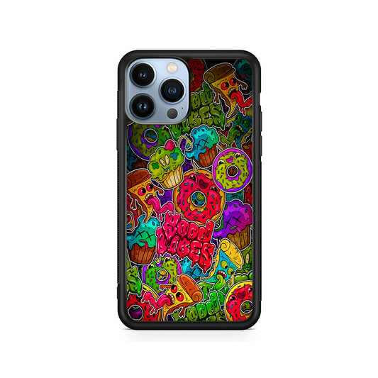 Colorful Scary Food Doodle iPhone 15 Pro Case