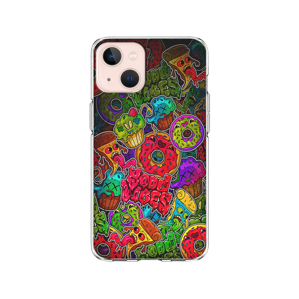 Colorful Scary Food Doodle iPhone 15 Plus Case