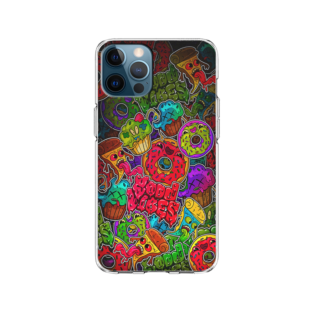 Colorful Scary Food Doodle iPhone 15 Pro Case