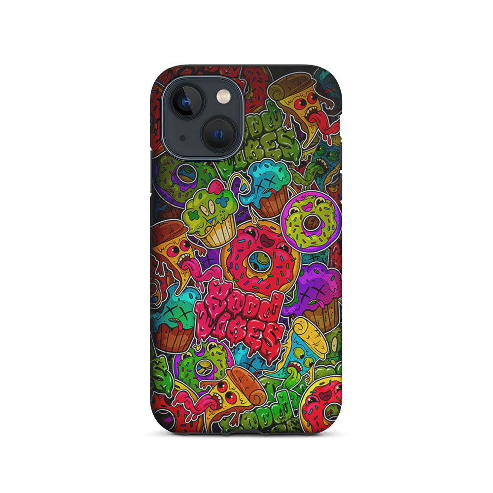 Colorful Scary Food Doodle iPhone 15 Plus Case