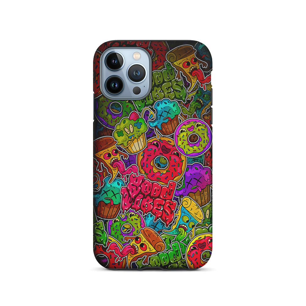 Colorful Scary Food Doodle iPhone 15 Pro Case