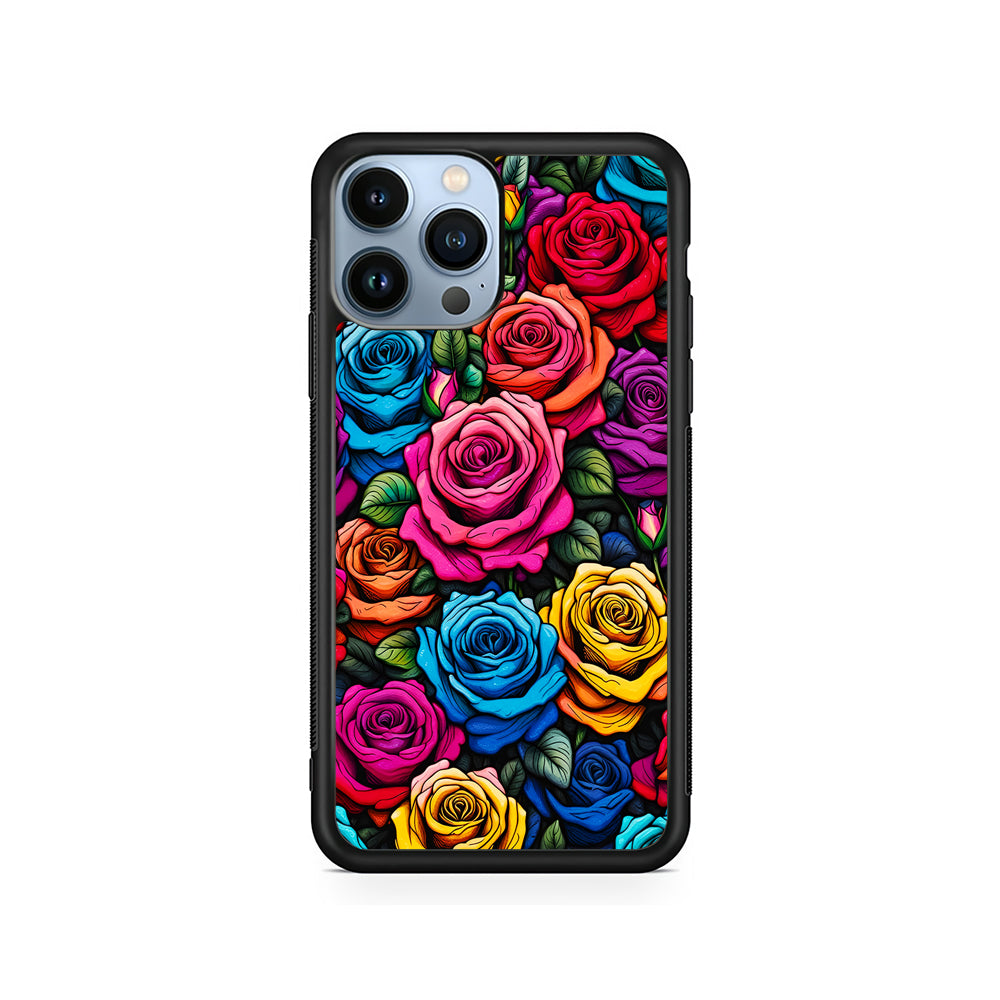 Colourful Roses Flowers Aesthetic iPhone 15 Pro Case