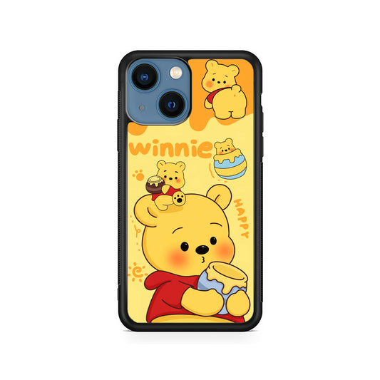 Cute Winnie The Pooh Happy iPhone 15 Plus Case