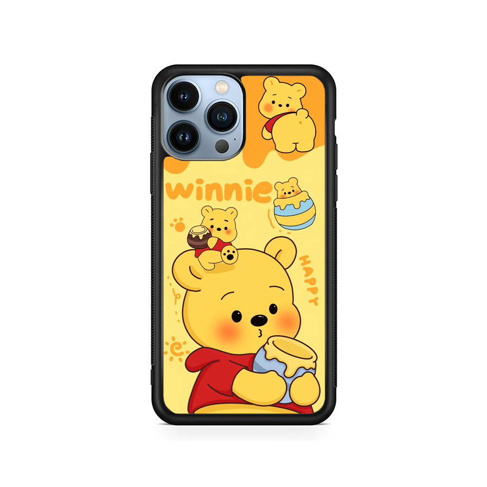 Cute Winnie The Pooh Happy iPhone 15 Pro Case