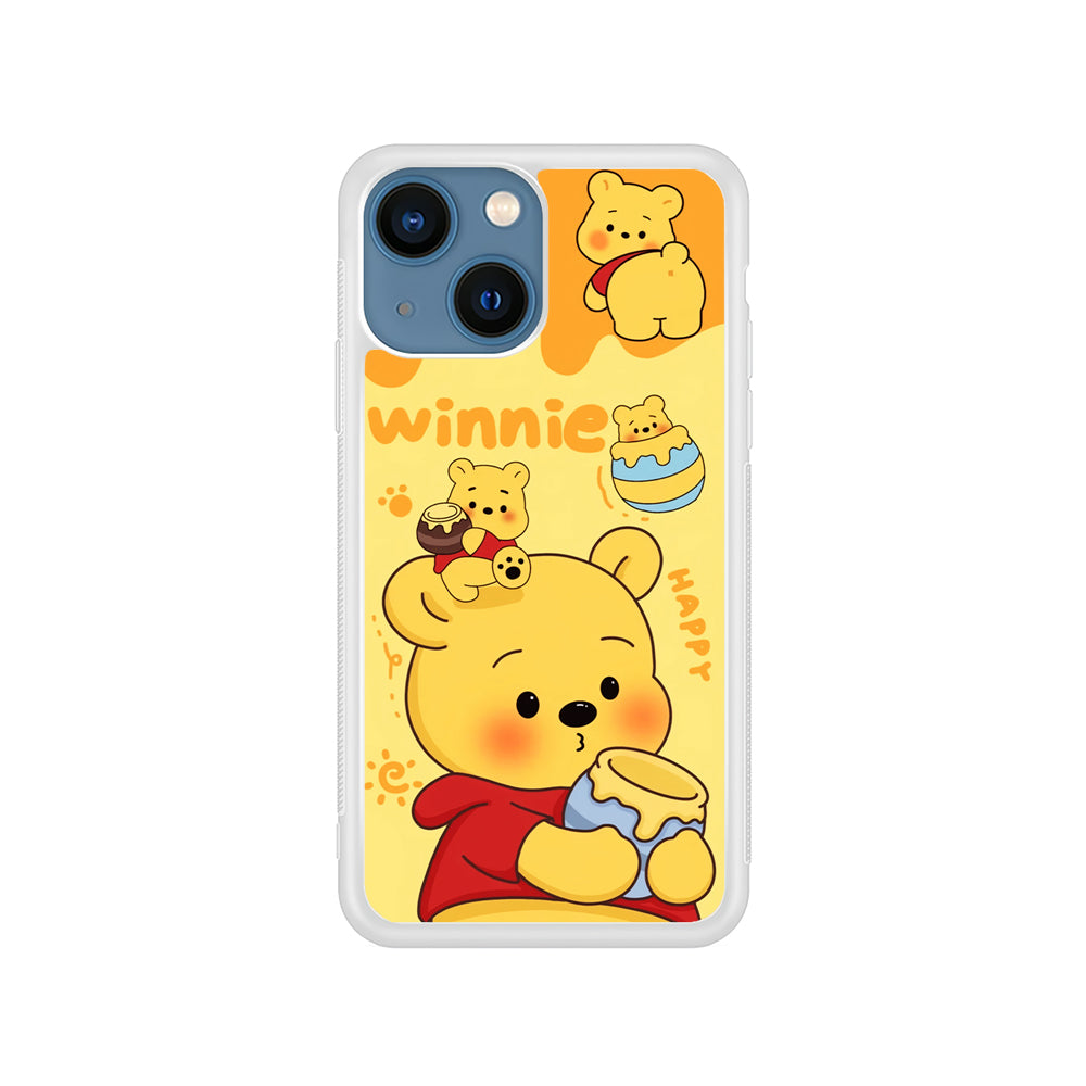 Cute Winnie The Pooh Happy iPhone 15 Plus Case