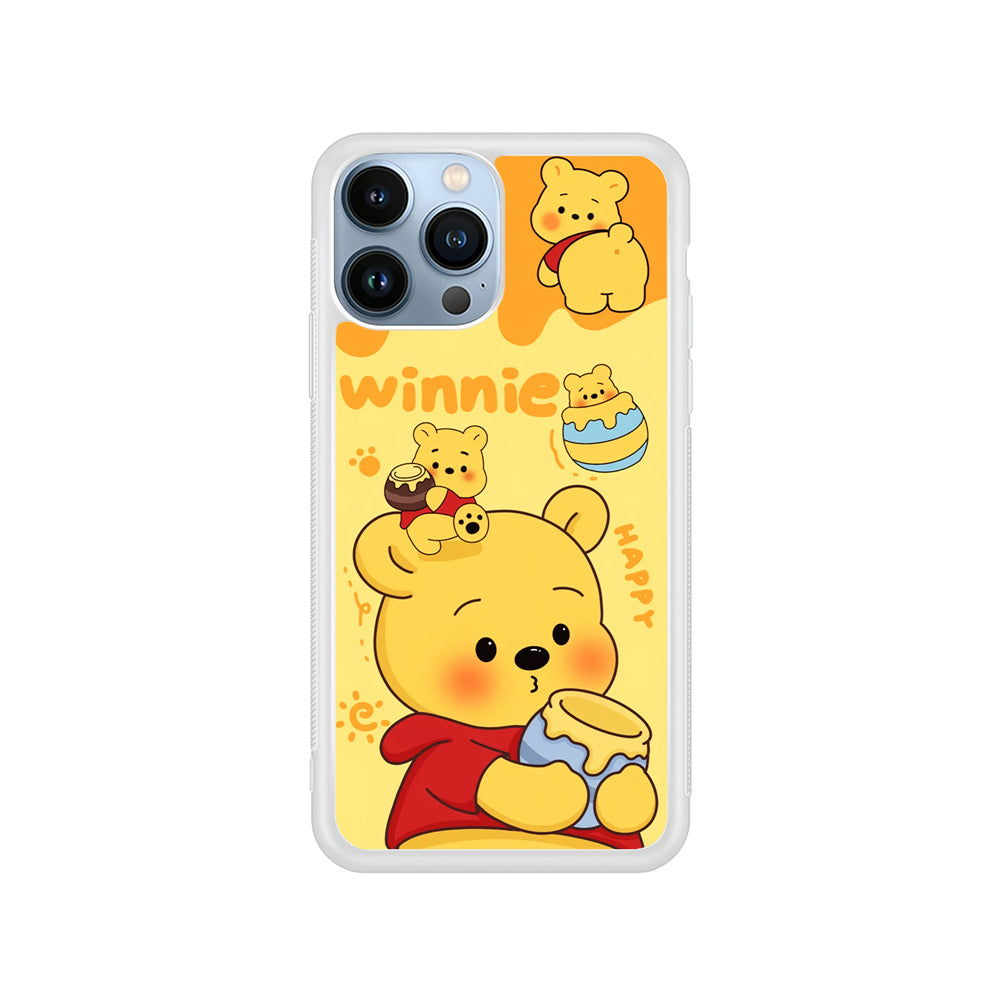 Cute Winnie The Pooh Happy iPhone 15 Pro Case