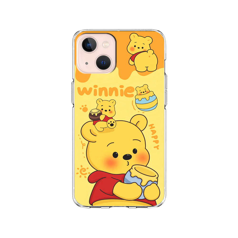 Cute Winnie The Pooh Happy iPhone 15 Plus Case