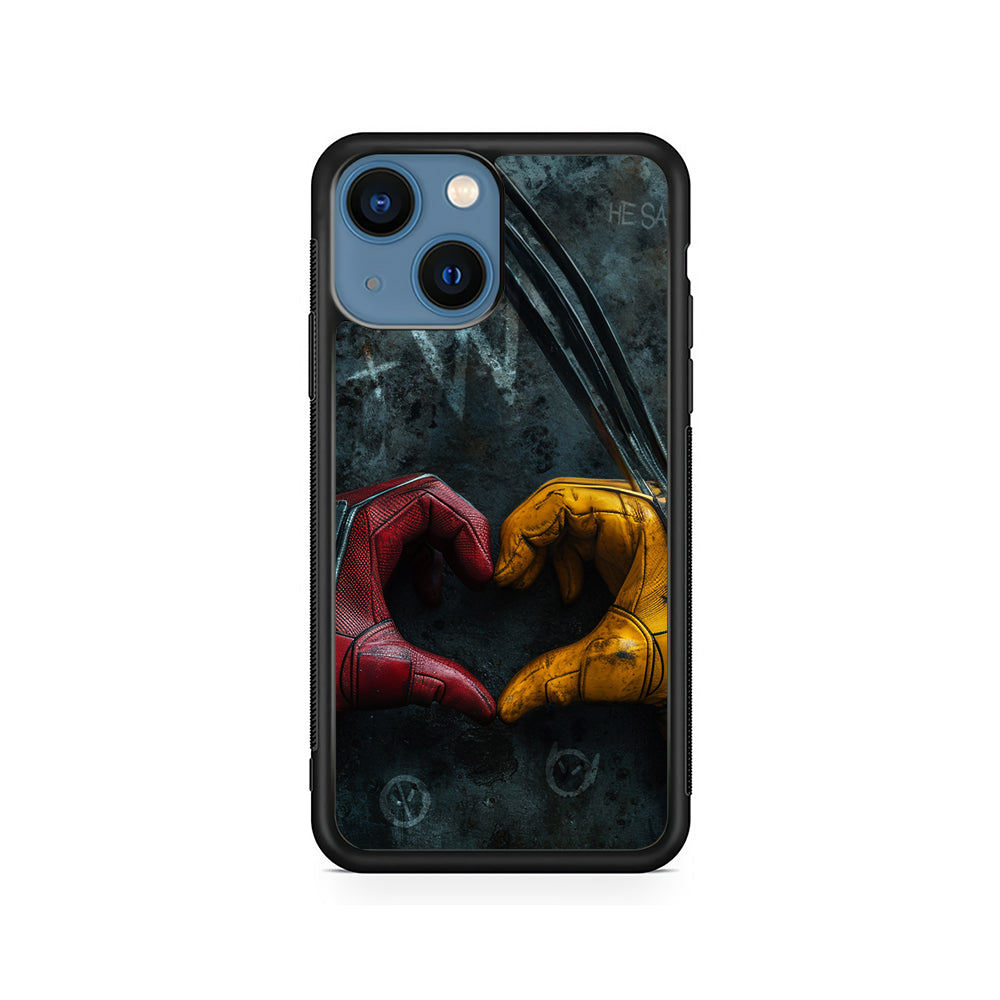 Deadpool and Wolverine Symbol of Love iPhone 15 Plus Case