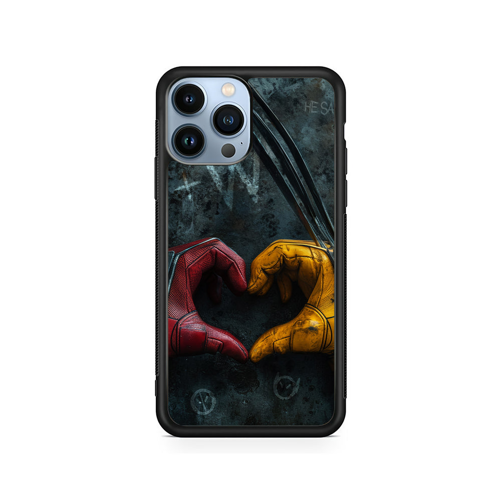 Deadpool and Wolverine Symbol of Love iPhone 15 Pro Case