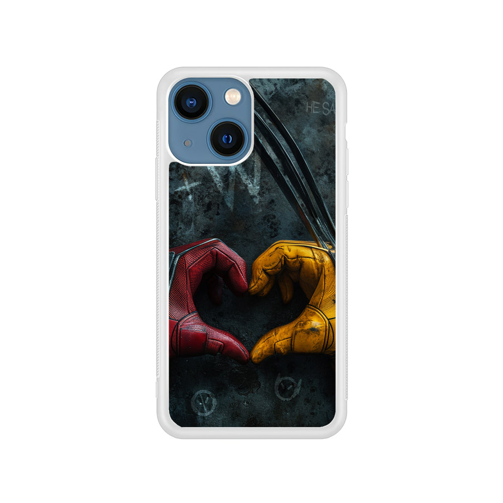 Deadpool and Wolverine Symbol of Love iPhone 15 Plus Case