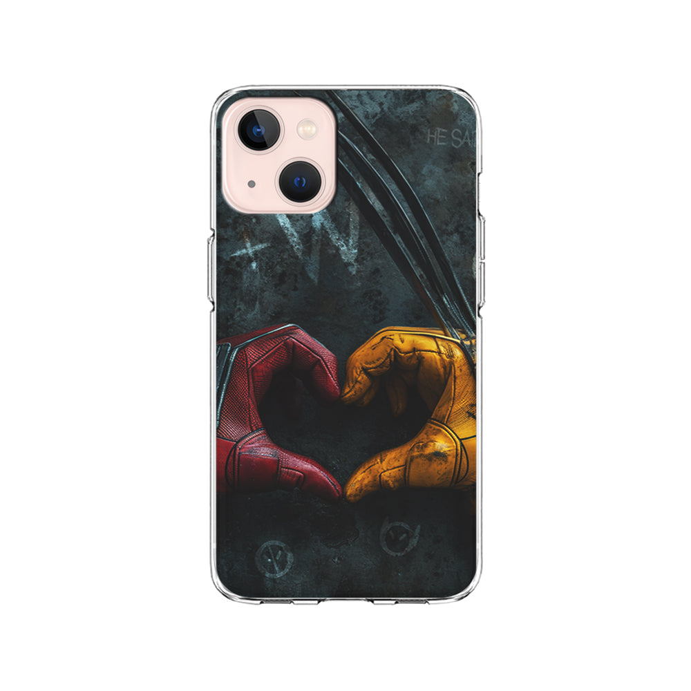 Deadpool and Wolverine Symbol of Love iPhone 15 Plus Case