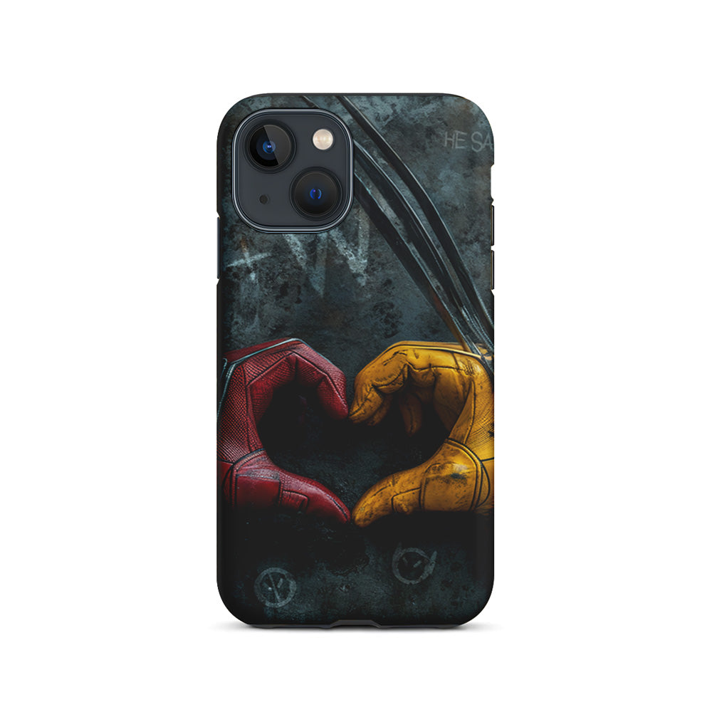 Deadpool and Wolverine Symbol of Love iPhone 15 Plus Case