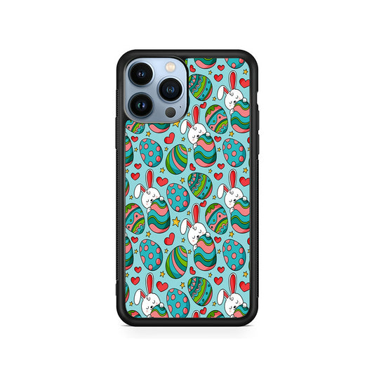 Easter Eggs and Rabbits Pattern iPhone 15 Pro Case