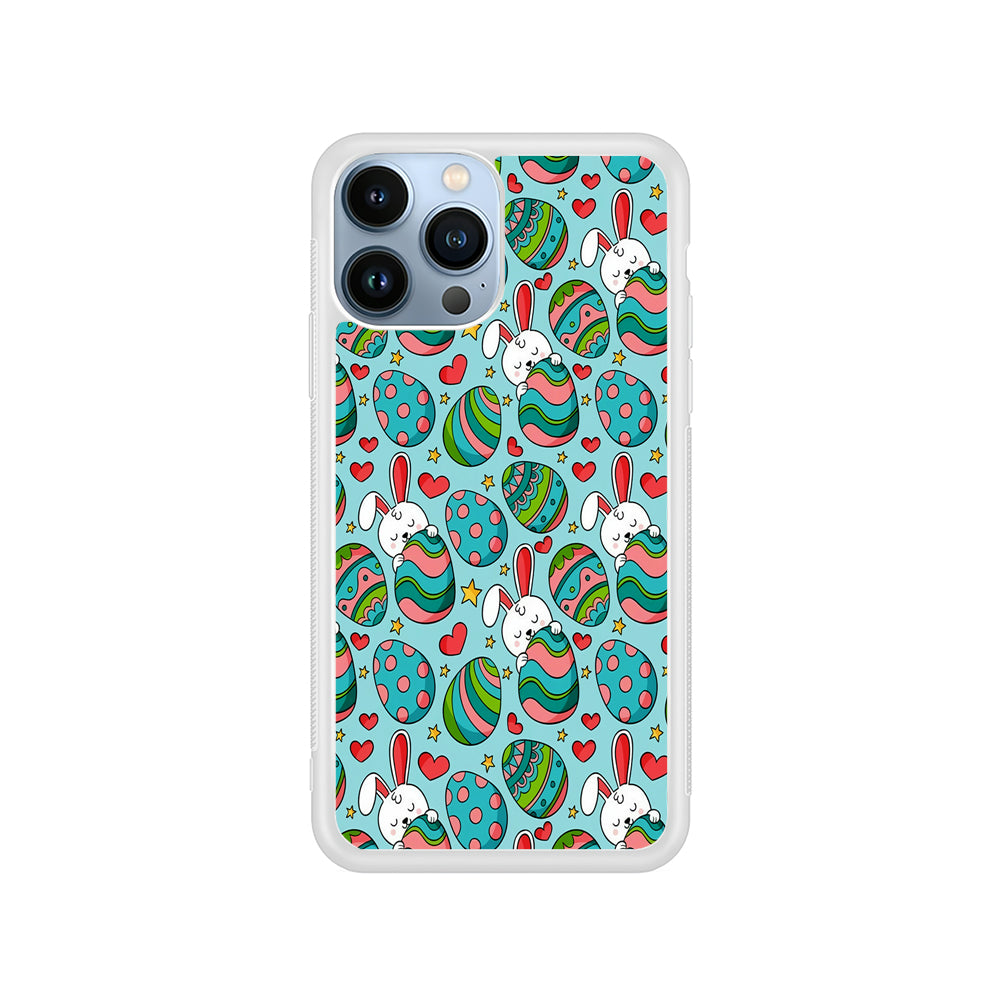 Easter Eggs and Rabbits Pattern iPhone 15 Pro Case