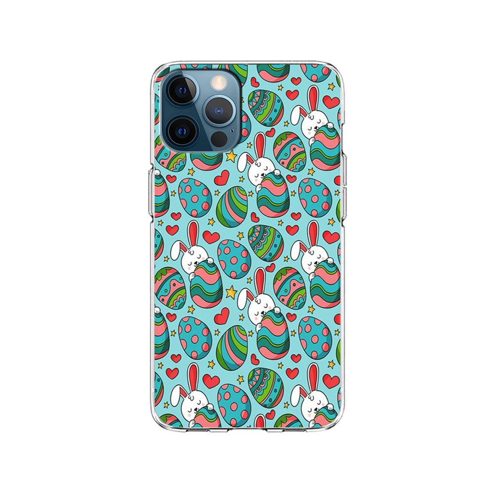 Easter Eggs and Rabbits Pattern iPhone 15 Pro Case