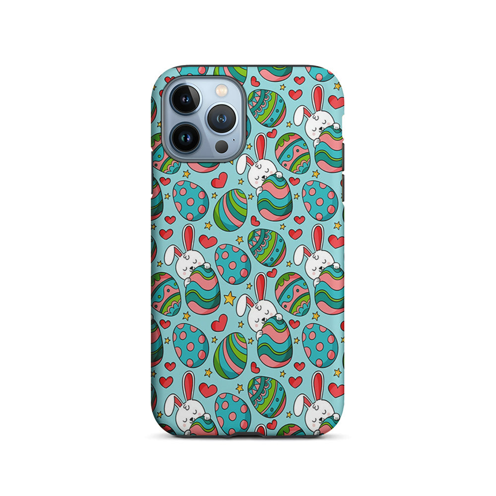 Easter Eggs and Rabbits Pattern iPhone 15 Pro Case