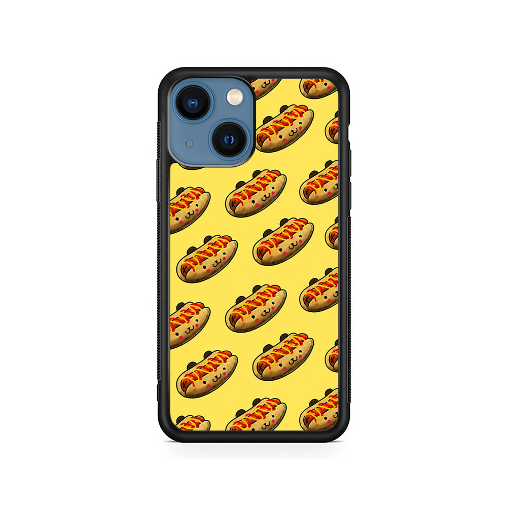 Fast Food Hot Dog Pattern iPhone 15 Plus Case