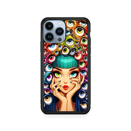 Flamboyant Girl with Many Eyes iPhone 15 Pro Case