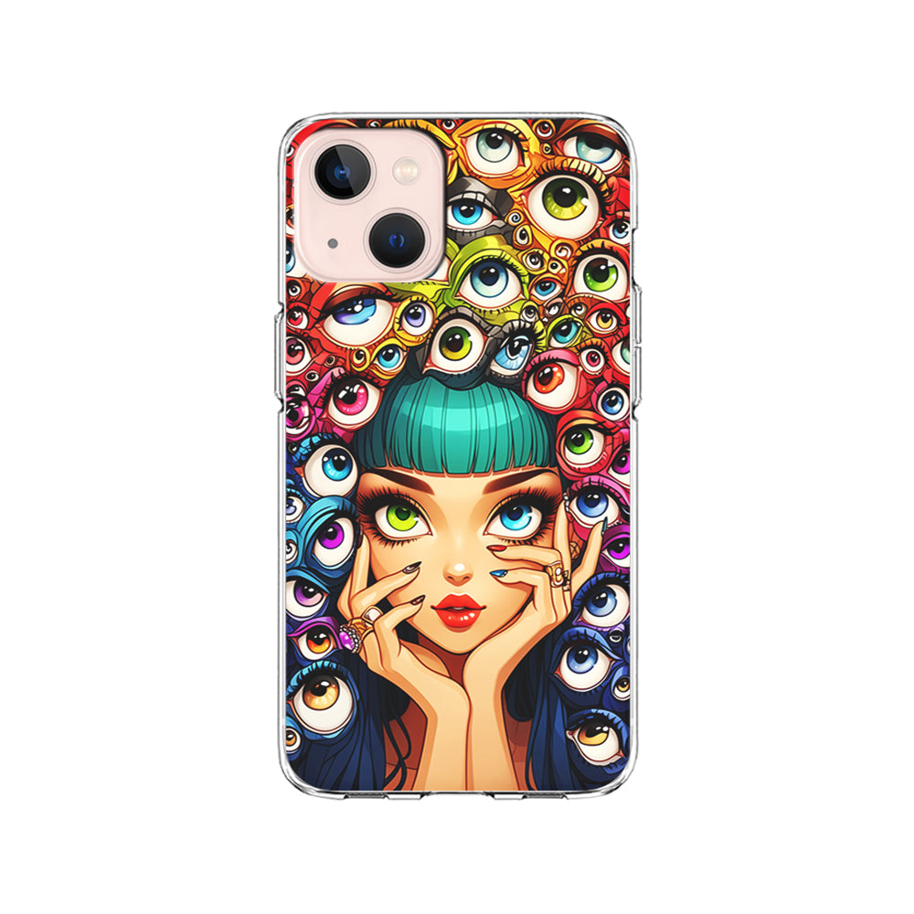 Flamboyant Girl with Many Eyes iPhone 15 Plus Case