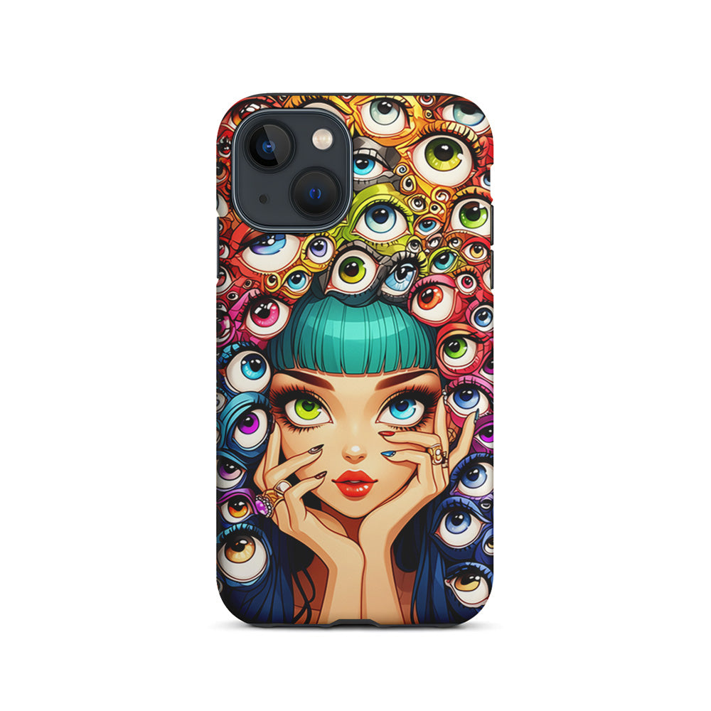 Flamboyant Girl with Many Eyes iPhone 15 Plus Case