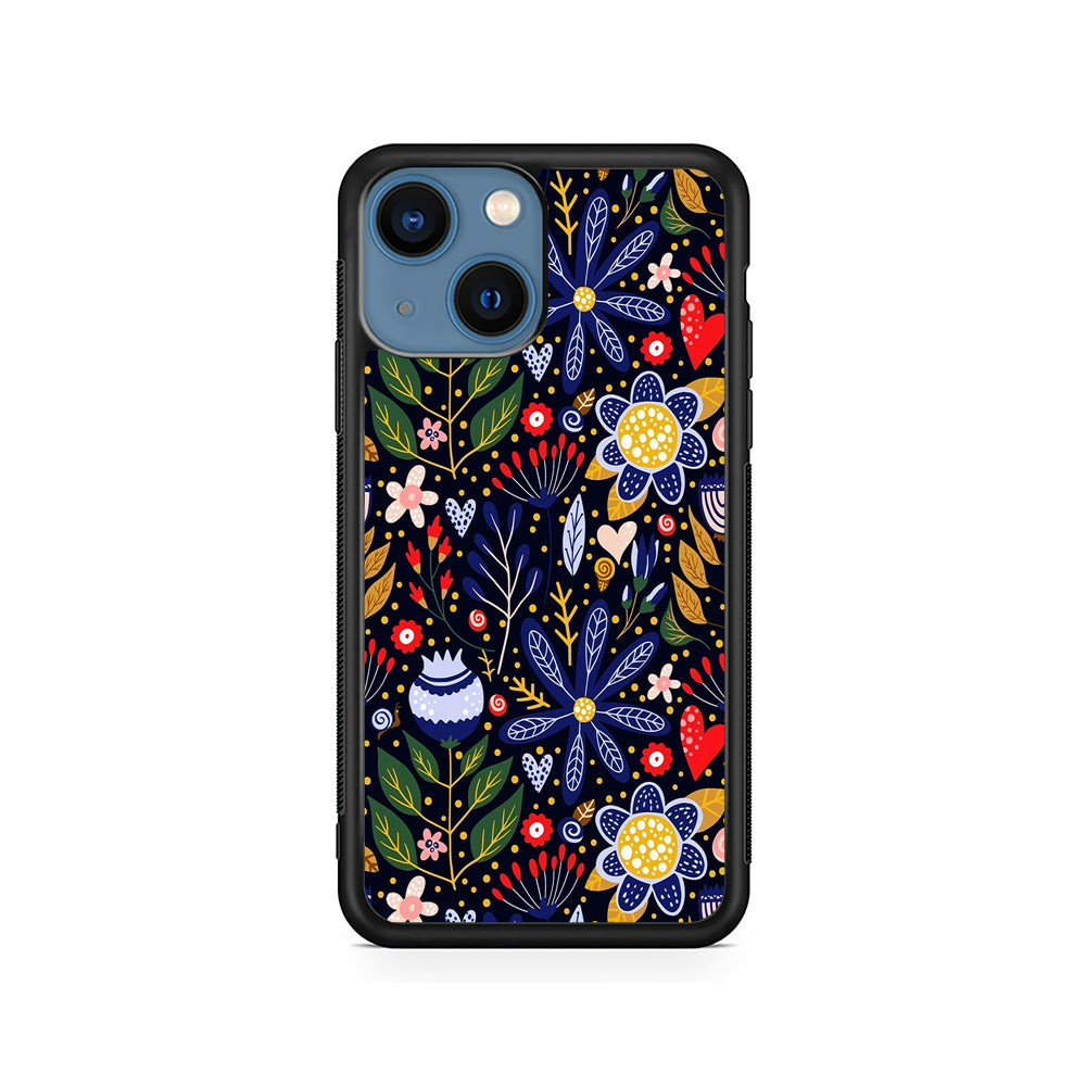 Flowers on a Dark Aesthetic iPhone 15 Plus Case