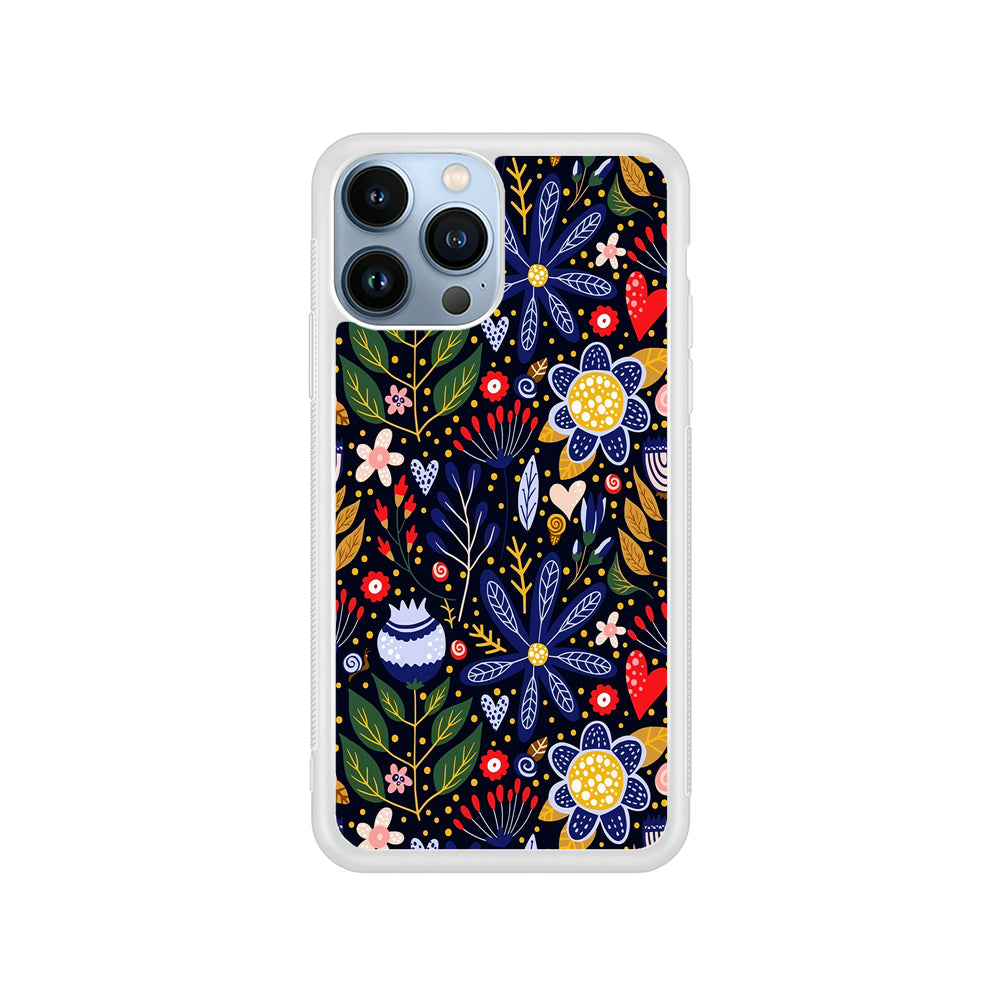 Flowers on a Dark Aesthetic iPhone 15 Pro Case