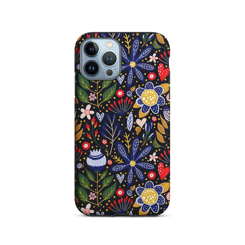 Flowers on a Dark Aesthetic iPhone 15 Pro Case