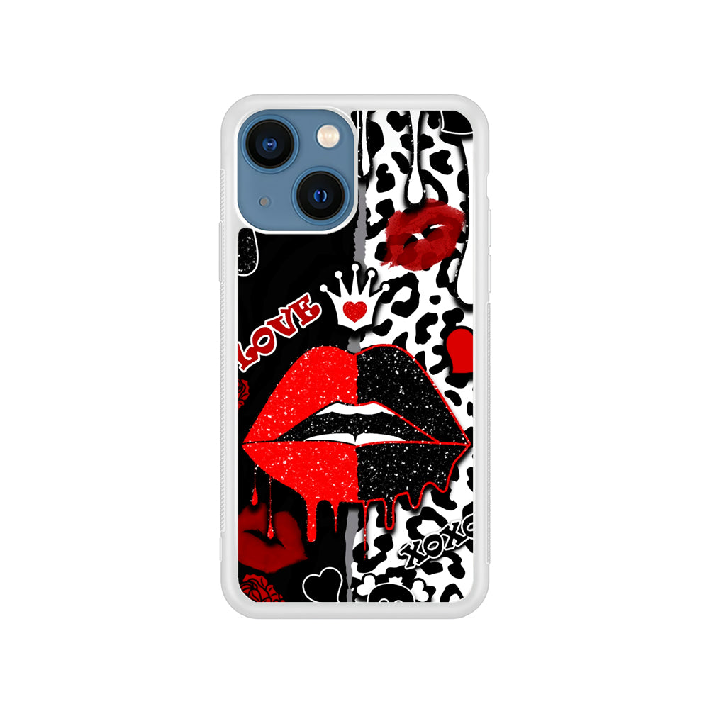 Girly Red Black Lips Kiss iPhone 15 Plus Case