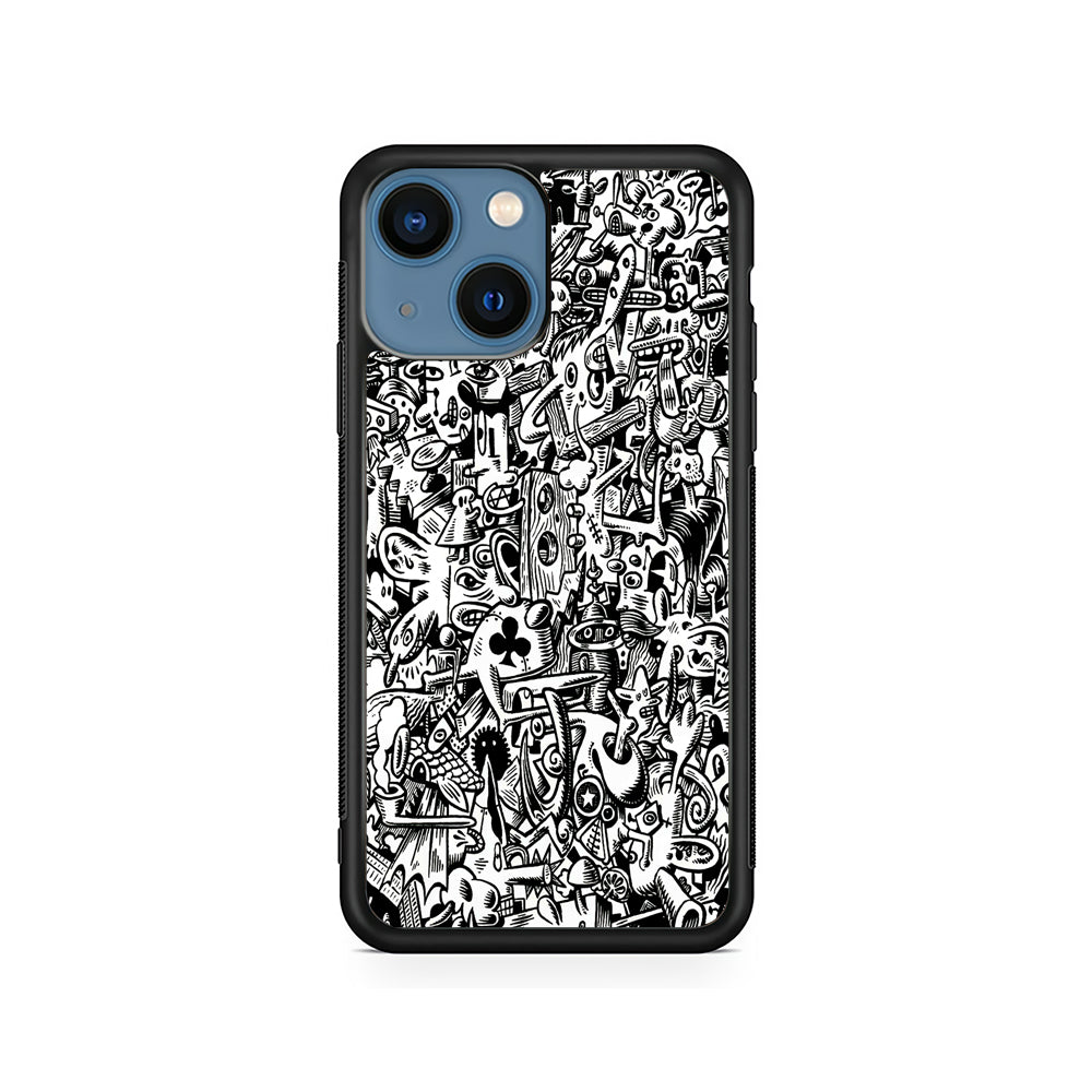 Graffiti Doodle Monokrom iPhone 15 Plus Case