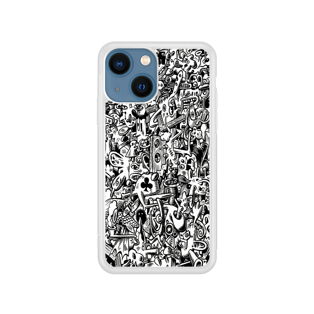 Graffiti Doodle Monokrom iPhone 15 Plus Case