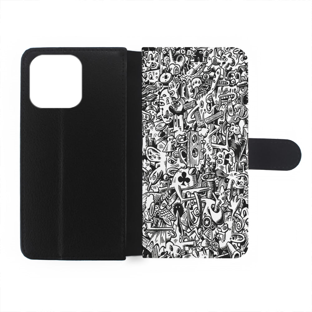 Graffiti Doodle Monokrom iPhone 15 Plus Case